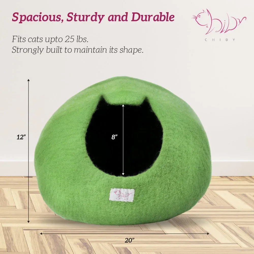 Premium Cat Bed Cave (Large/Medium) - Eco Friendly 100% Merino Wool Beds for Cat